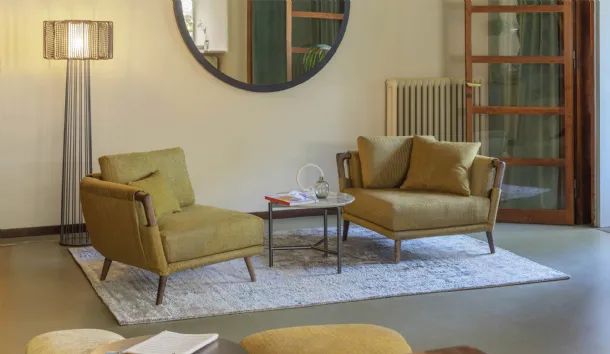 Arno floor lamp in metal and woven leather by Natevo