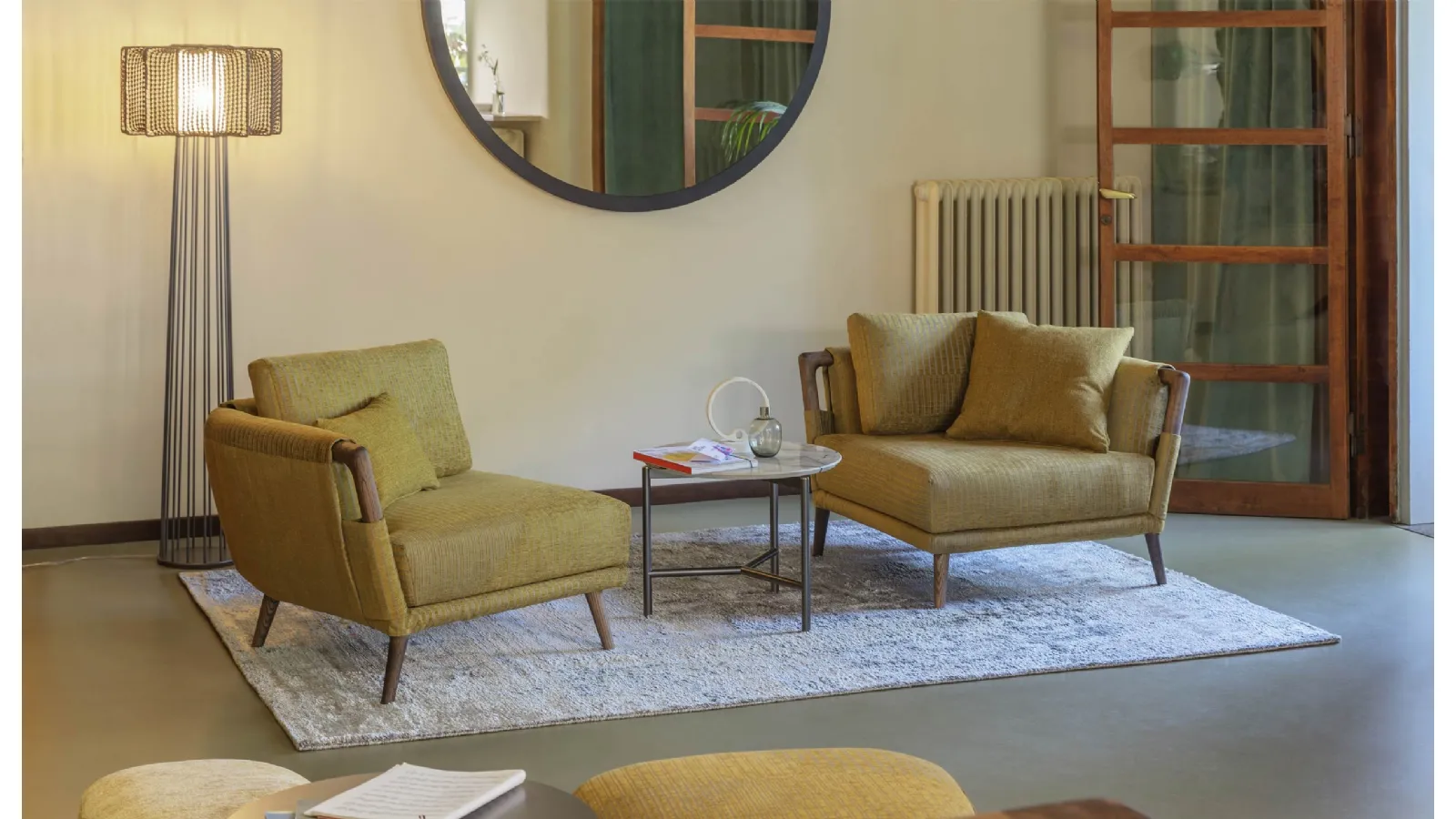 Arno floor lamp in metal and woven leather by Natevo