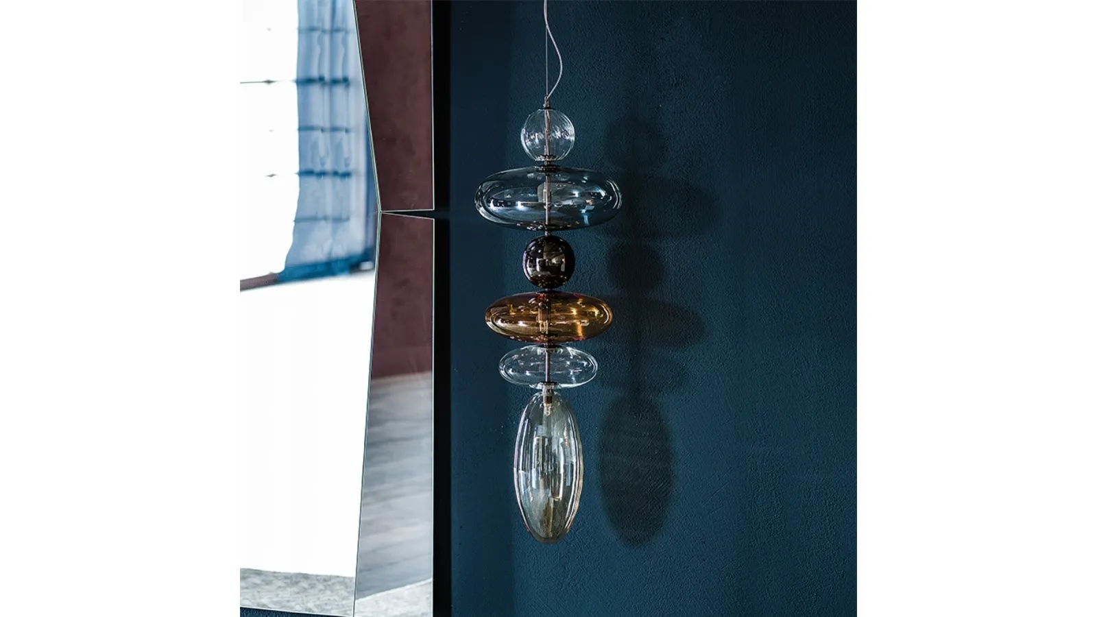 Baban pendant lamp in transparent, smoky and orange borosilicate glass by Cattelan Italia