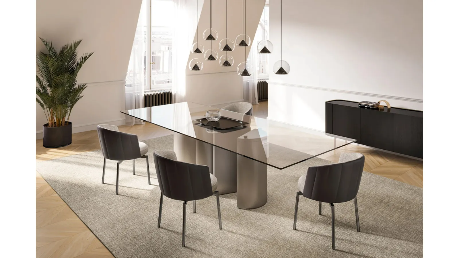 Cherry pendant lamp in metal and glass by Eforma