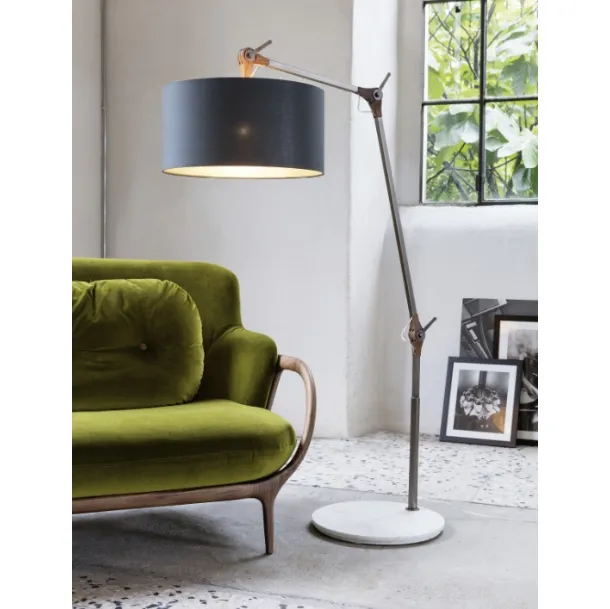 Gary floor lamp in metal, marble, and fabric by Porada