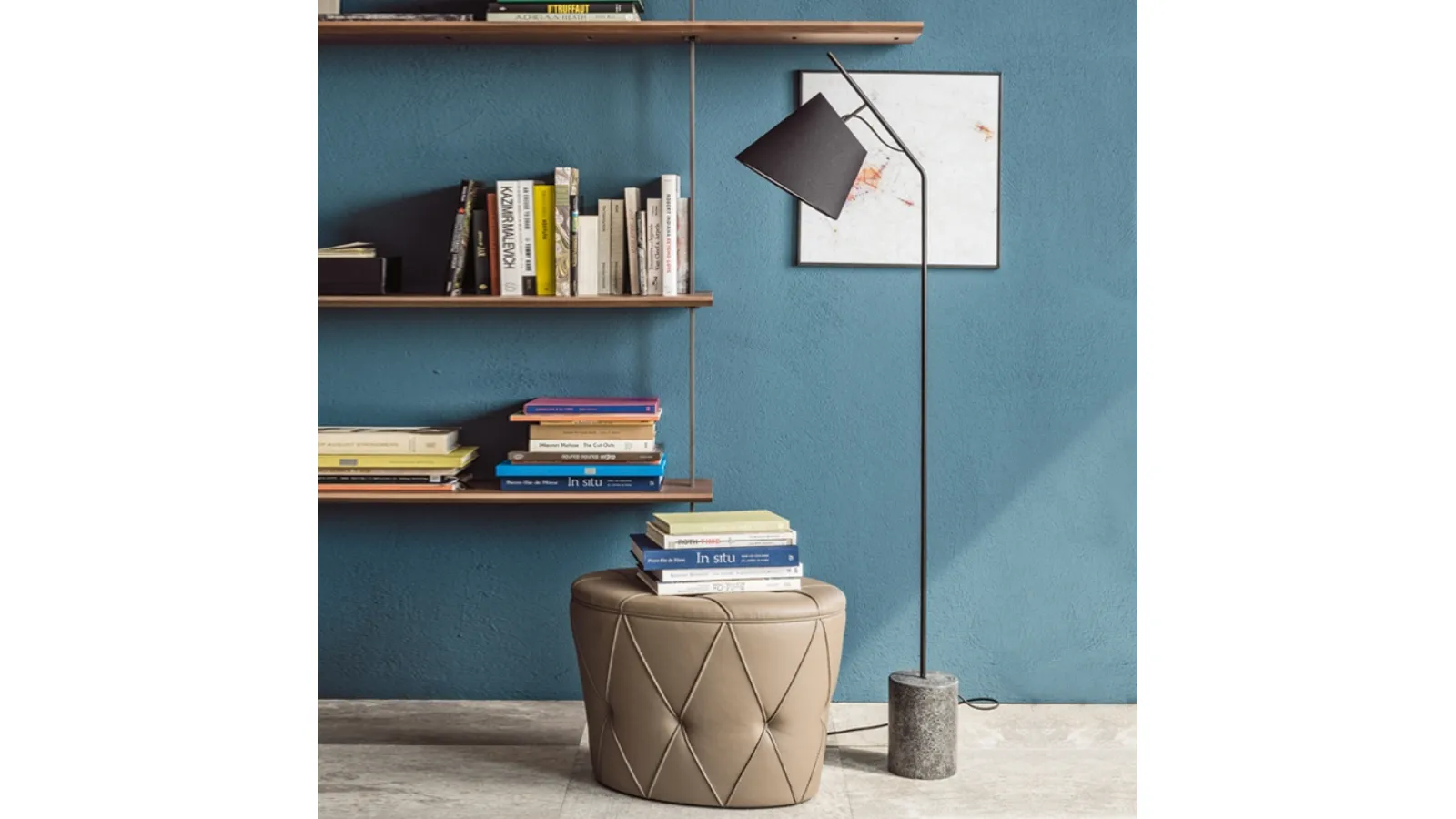Metal floor lamp with concrete base Karibù by Cattelan Italia