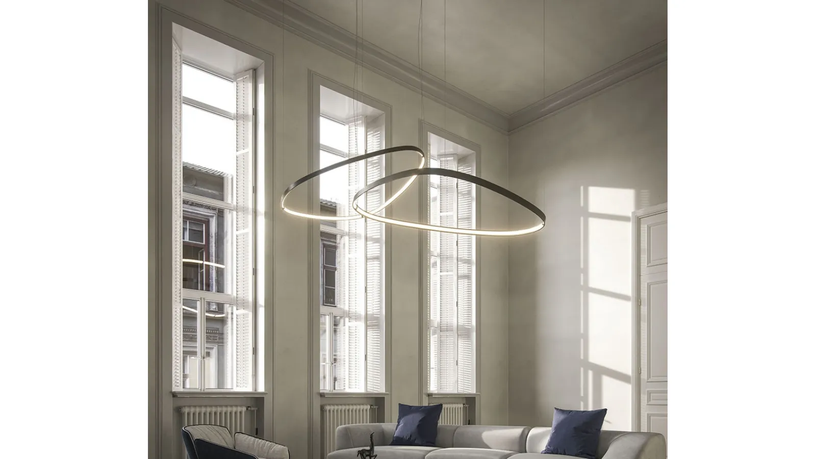 Magellano Magnum pendant lamp in titanium-painted steel by Cattelan Italia