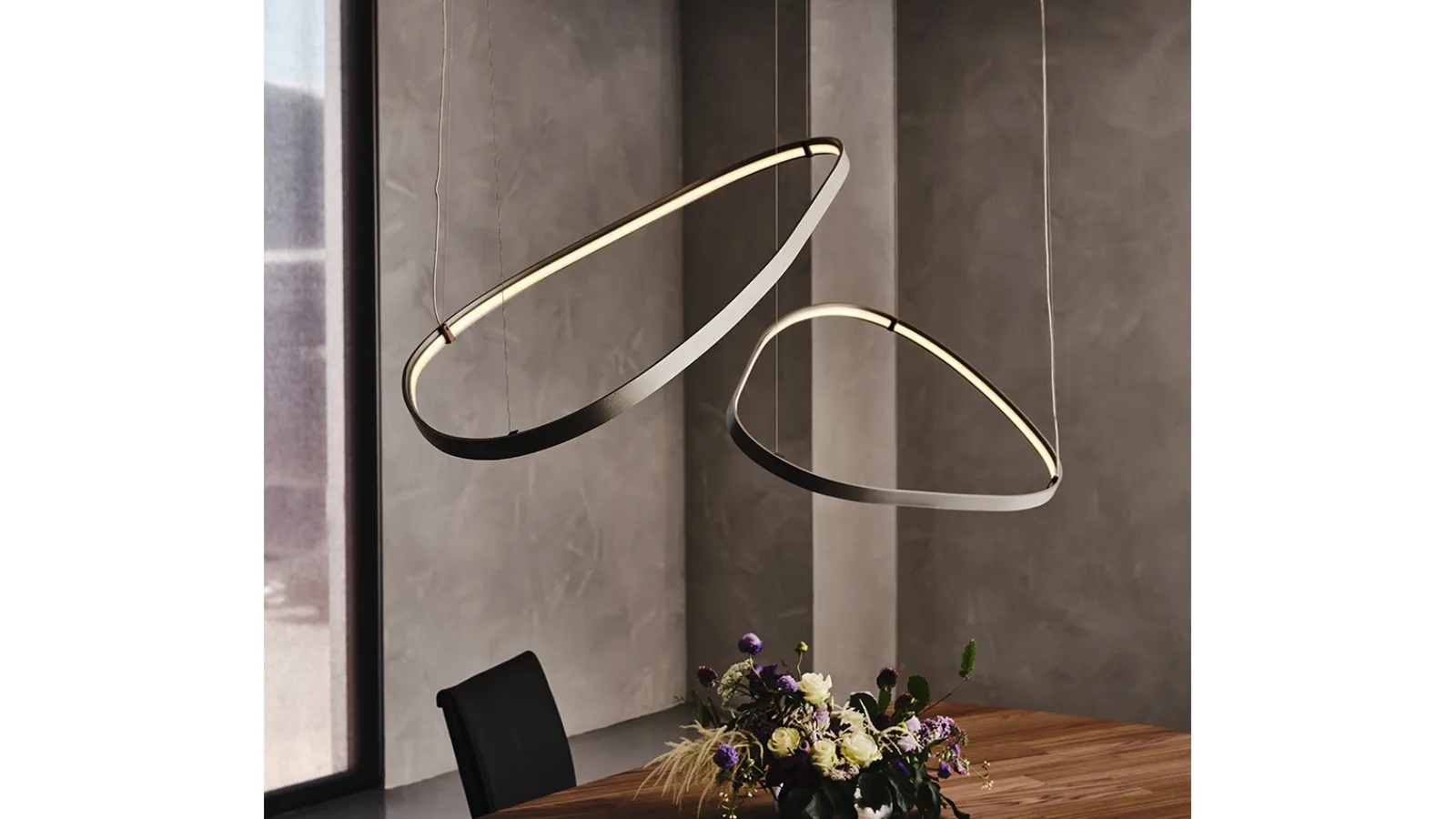 Magellano pendant lamp in titanium-painted steel by Cattelan Italia
