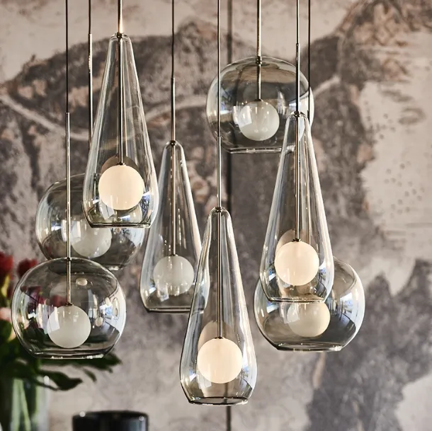 Pendant lamp with smoked crystal shade Melody by Cattelan Italia
