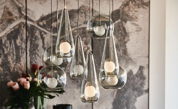Pendant lamp with smoked crystal shade Melody by Cattelan Italia