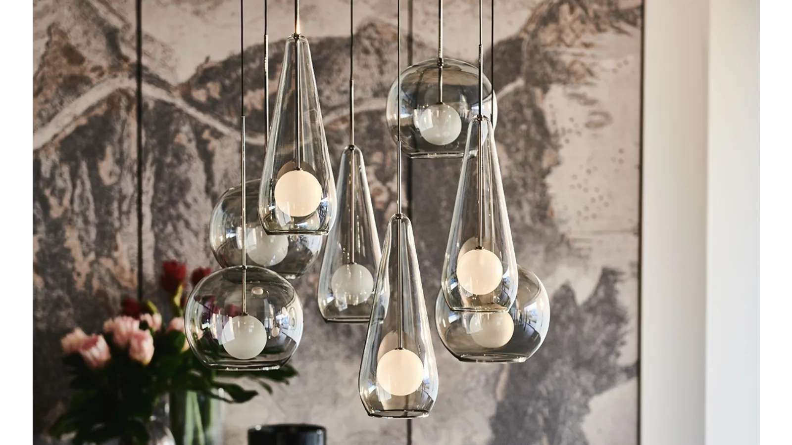 Pendant lamp with smoked crystal shade Melody by Cattelan Italia