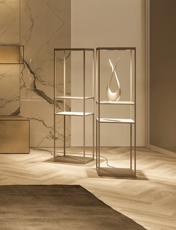Metal floor lamp with ceramic shelves Pivot by Ronda Design