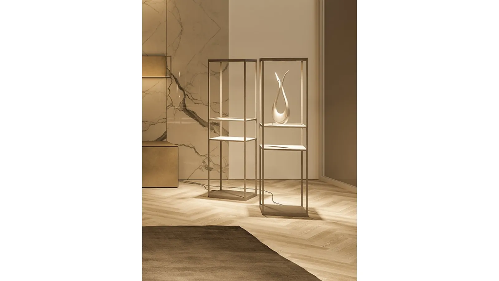 Metal floor lamp with ceramic shelves Pivot by Ronda Design