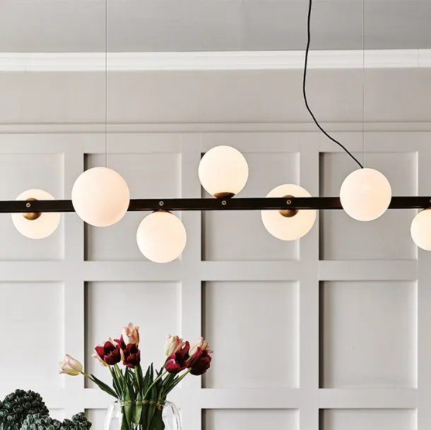 Iron and glass sphere pendant lamp Planeta by Cattelan Italia