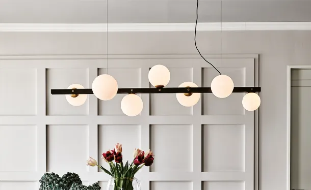 Iron and glass sphere pendant lamp Planeta by Cattelan Italia