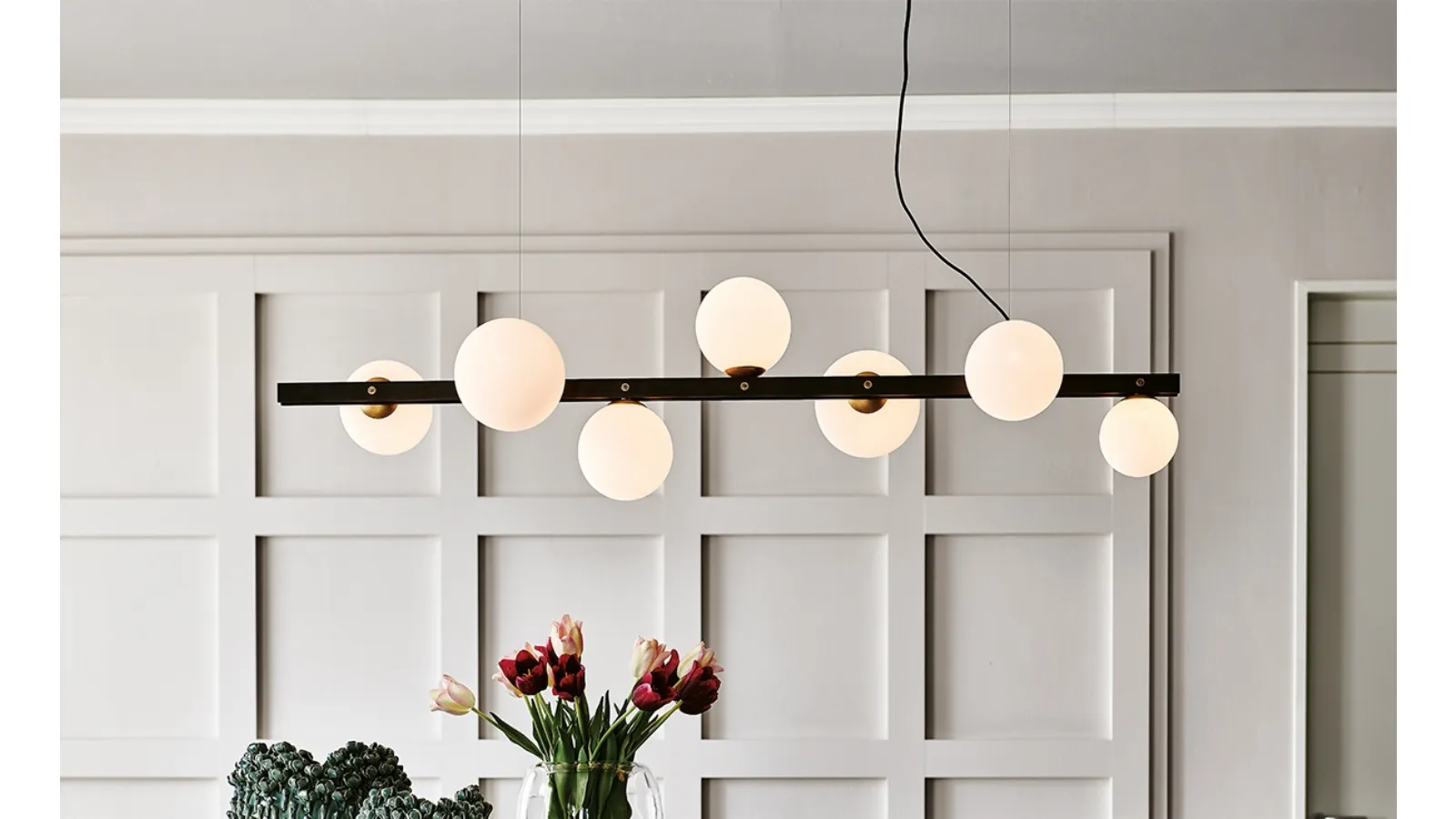 Iron and glass sphere pendant lamp Planeta by Cattelan Italia