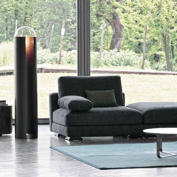Softwing floor lamp in steel, glass, and leather by Natevo