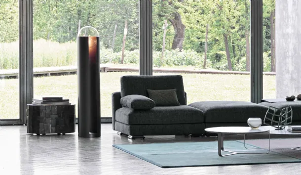 Softwing floor lamp in steel, glass, and leather by Natevo