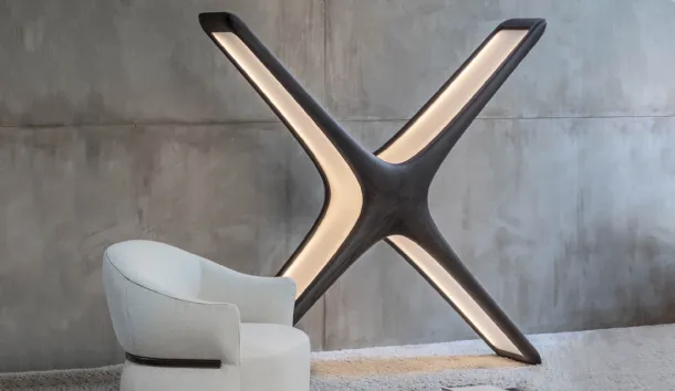 Design floor lamp Staar in solid ash and polycarbonate by Natevo