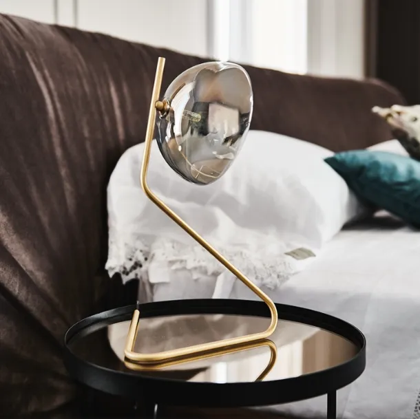 Brass table lamp with smoked crystal Sunset shade by Cattelan Italia