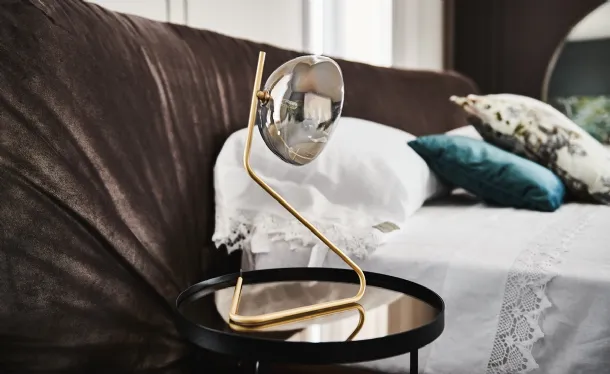 Brass table lamp with smoked crystal Sunset shade by Cattelan Italia