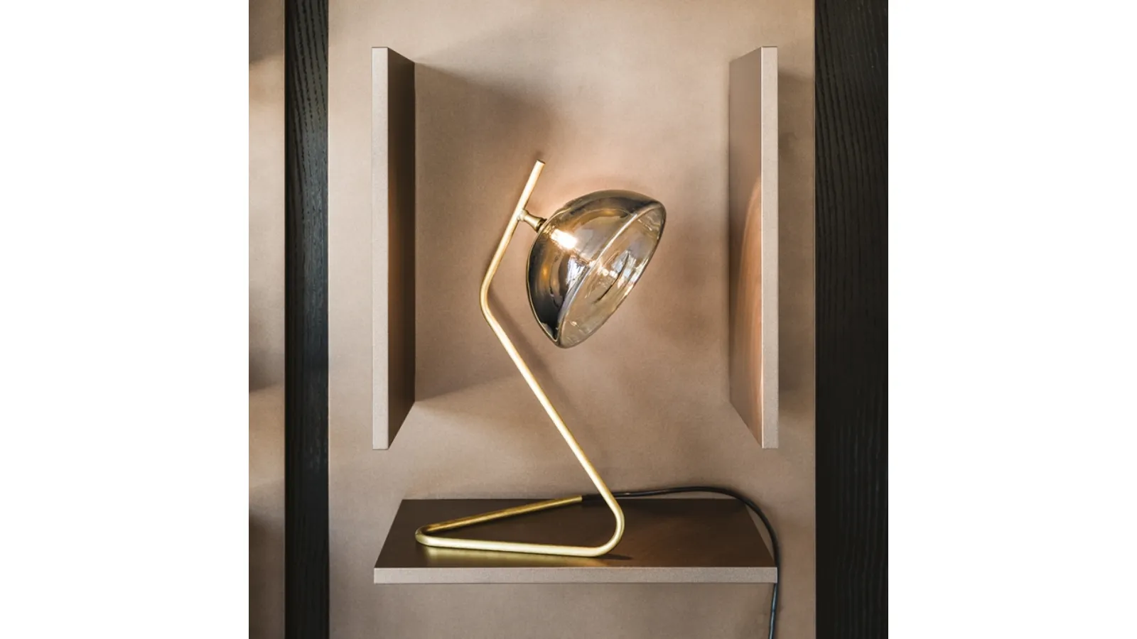 Brass table lamp with smoked crystal Sunset shade by Cattelan Italia