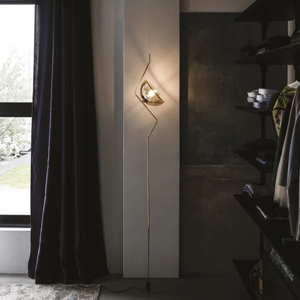 Floor lamp in steel with smoky glass shade Sunset by Cattelan Italia
