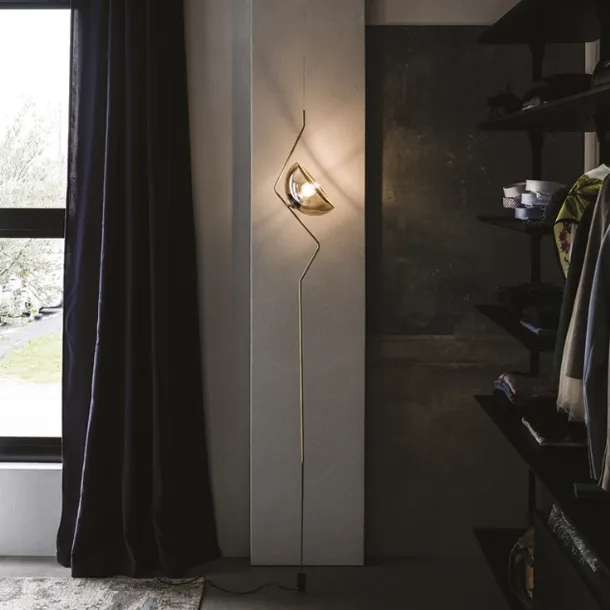 Floor lamp in steel with smoky glass shade Sunset by Cattelan Italia