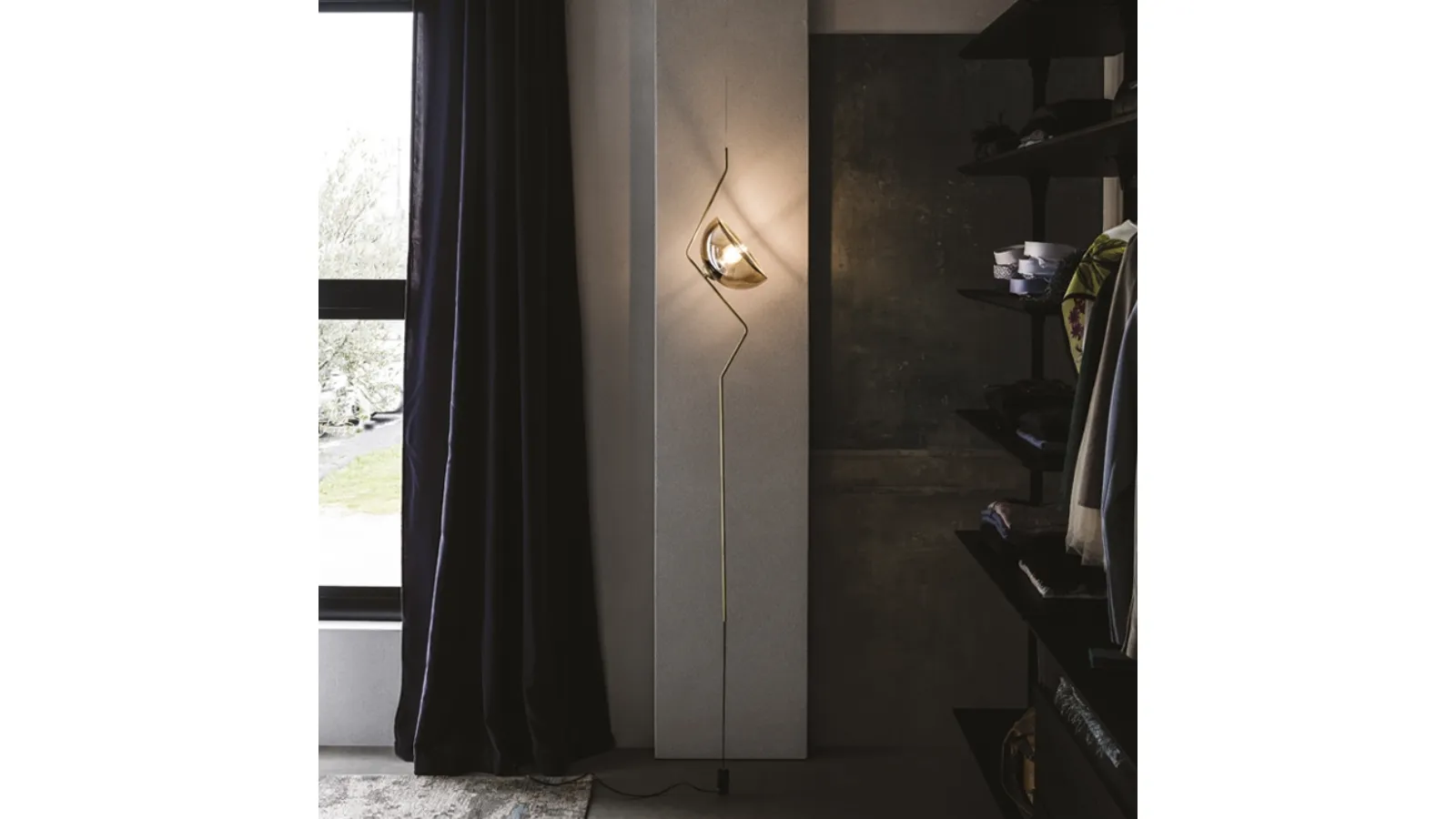 Floor lamp in steel with smoky glass shade Sunset by Cattelan Italia