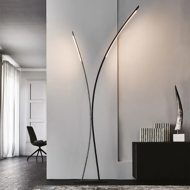 Steel floor lamp with Twin LED lights by Cattelan Italia