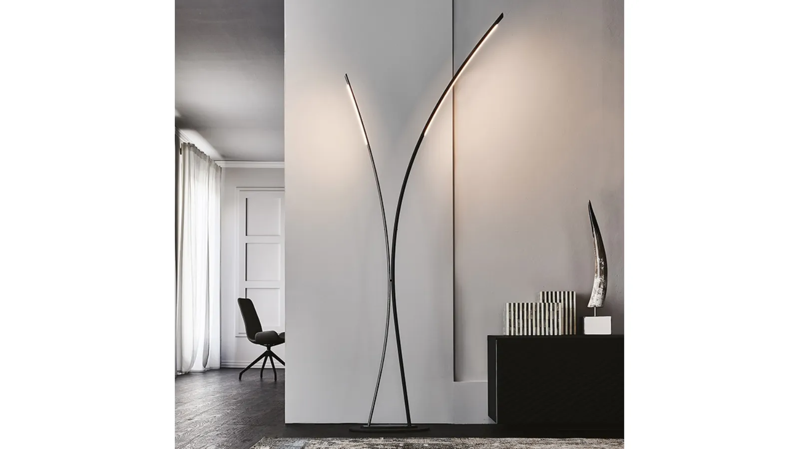 Steel floor lamp with Twin LED lights by Cattelan Italia