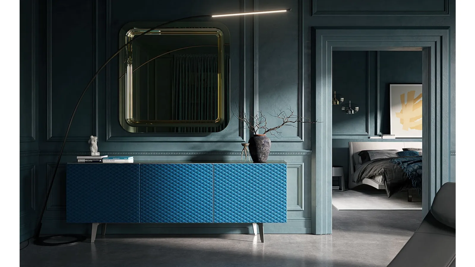 Madia Absolut with doors upholstered in leather by Cattelan Italia