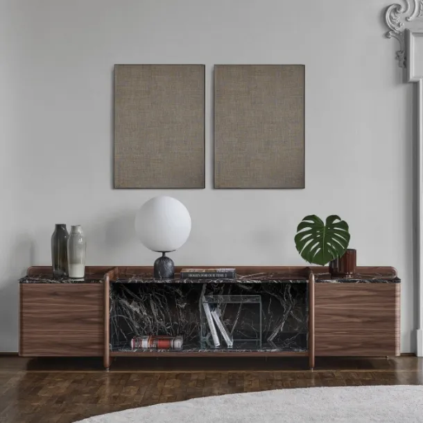 Akeru Sideboard in Wood and Marble by Porada