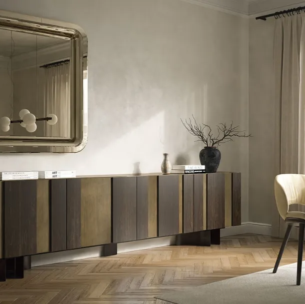 Madia Amsterdam with doors in painted wood with charred oak inserts by Cattelan Italia