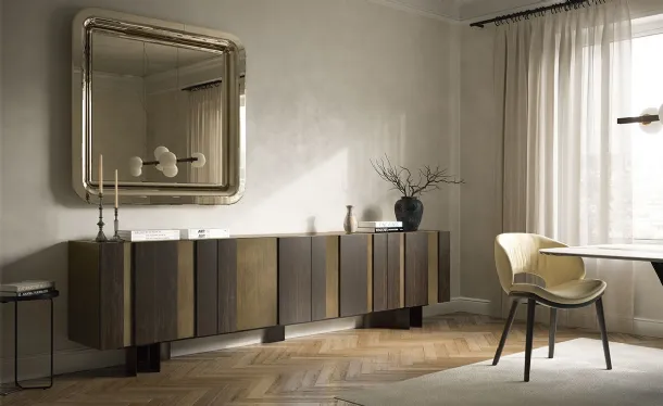 Madia Amsterdam with doors in painted wood with charred oak inserts by Cattelan Italia