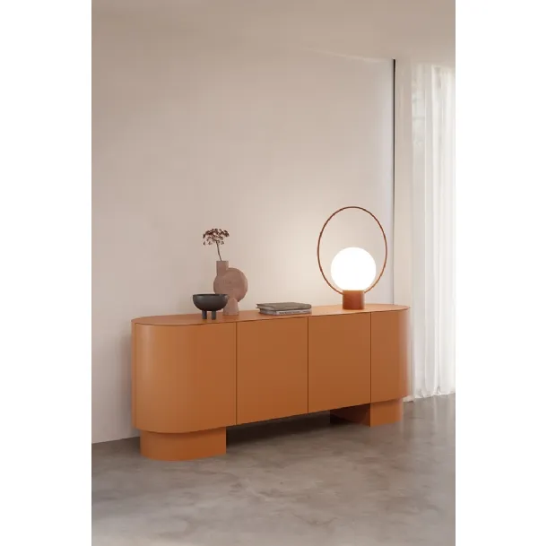 Madia Asteria in lacquered wood with metal top and legs by Ronda Design