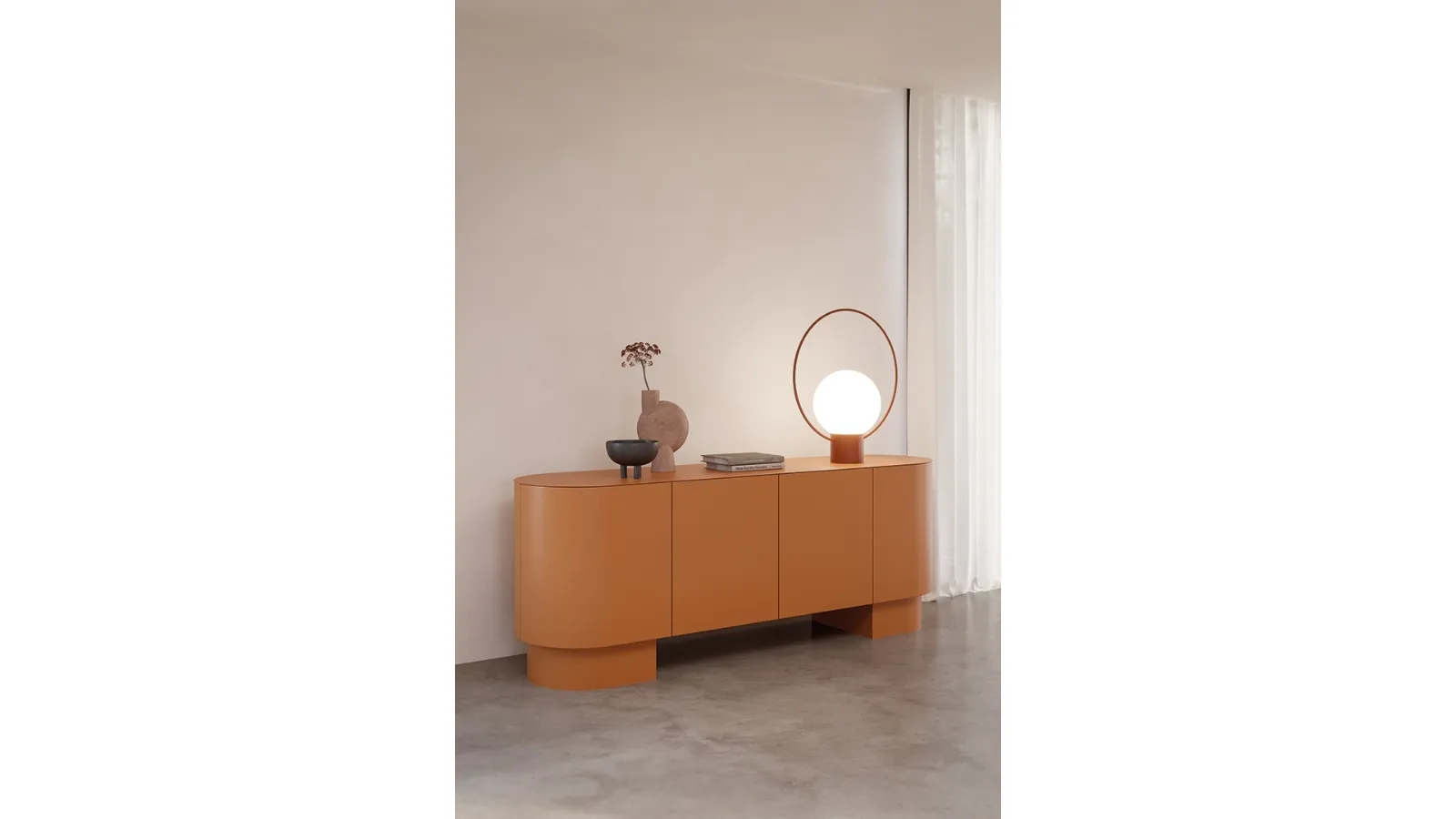 Madia Asteria in lacquered wood with metal top and legs by Ronda Design