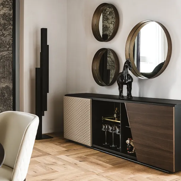 Madia Aston in wood with leather details by Cattelan Italia