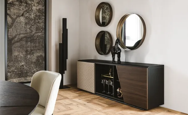 Madia Aston in wood with leather details by Cattelan Italia