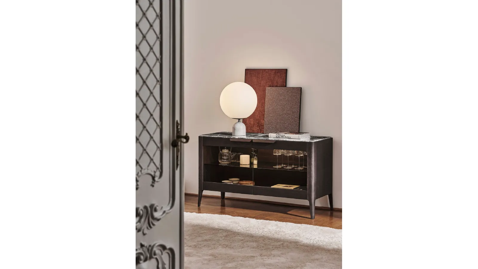 Madia Atlante 06 in wood with glass doors by Porada