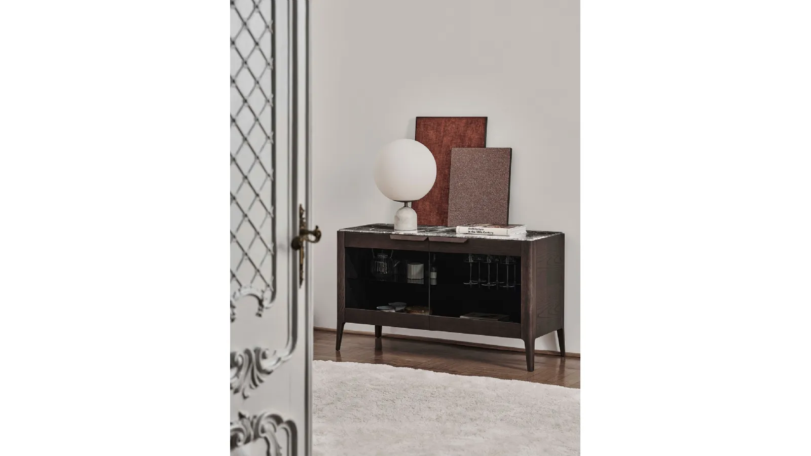 Madia Atlante 06 in wood with glass doors by Porada