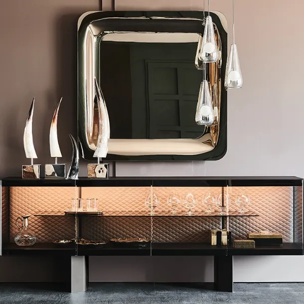 Crystal sideboard with faux leather inner backrest by Cattelan Italia Boutique
