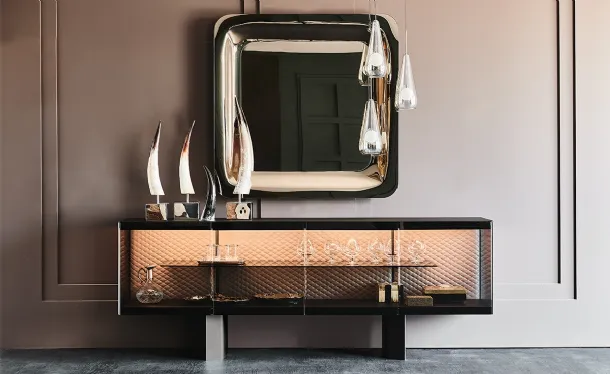 Crystal sideboard with faux leather inner backrest by Cattelan Italia Boutique