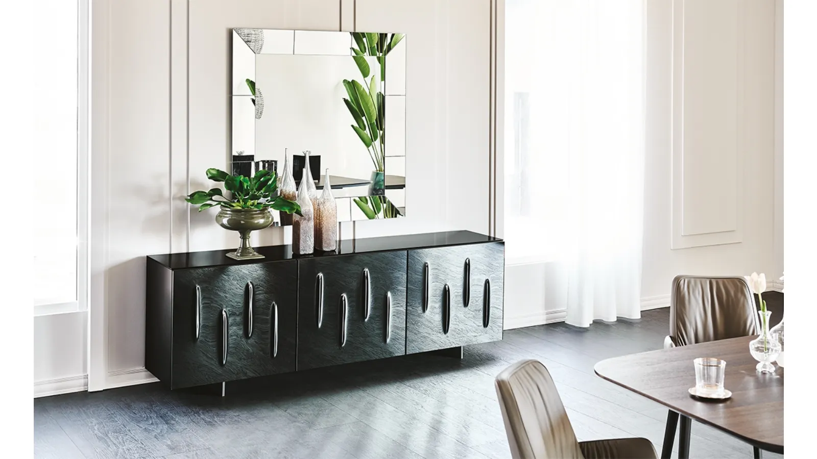 Carnaby Madia in smoked mirrored bulging crystal by Cattelan Italia