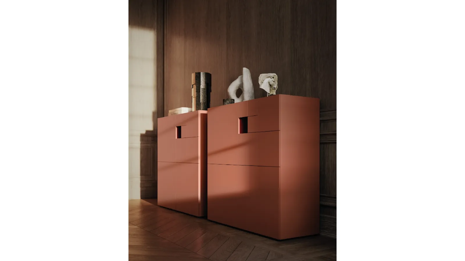 Lema High Shell Cabinet with Matte Lacquered Finish