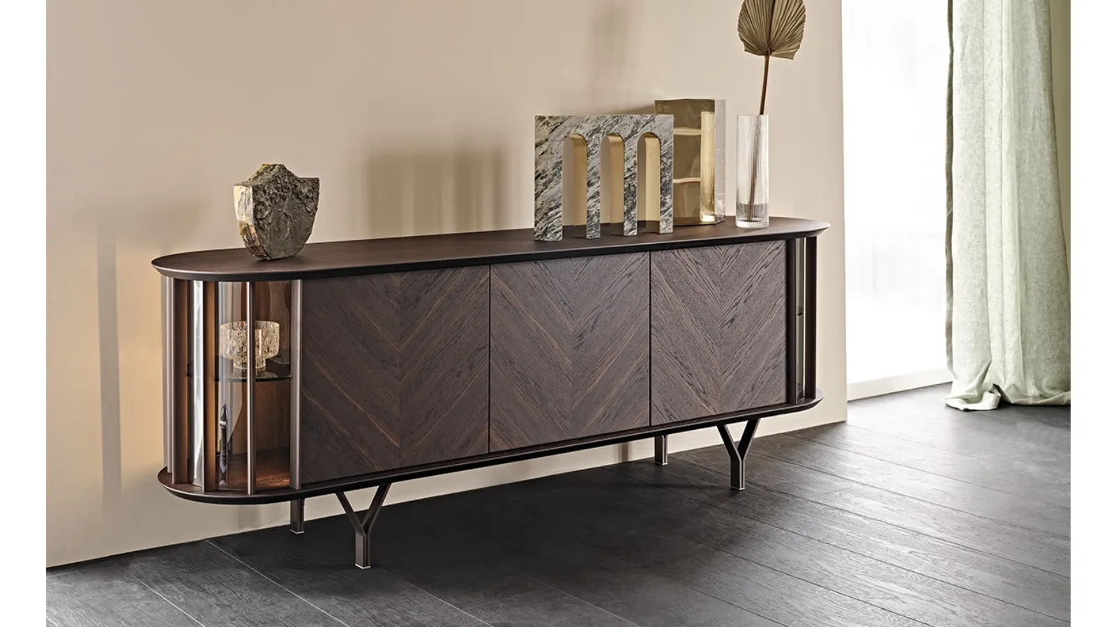 Wooden Madia with metal inserts Costes by Cattelan Italia