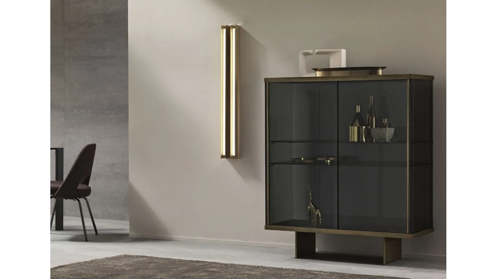 Tall glass sideboard with metal structure East Side by Tonelli