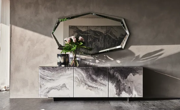 Madia Focus in extra-clear glass with Cattelan Italia's Crystalart artistic print