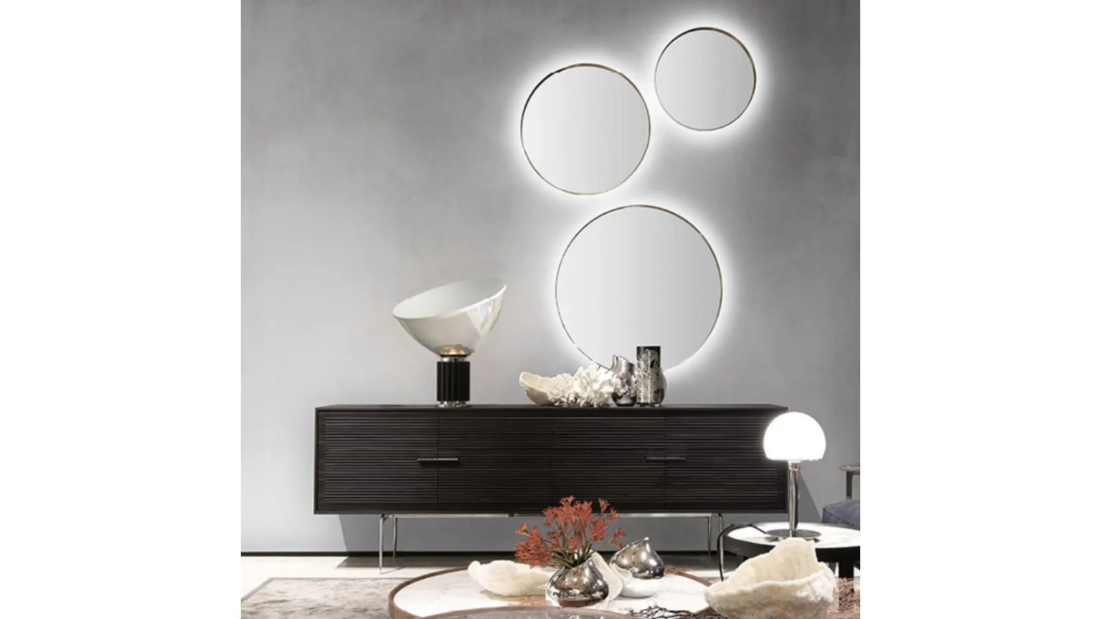 Madia Galatea with doors in Ebony wood and metal feet by Alivar