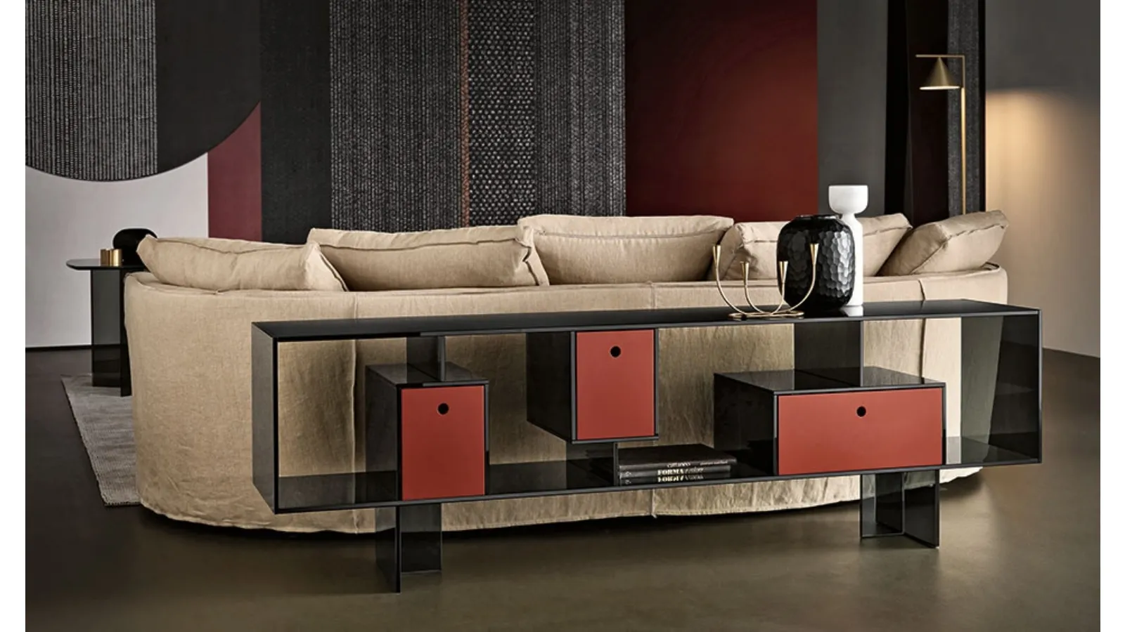 Liber M glass sideboard by Tonelli