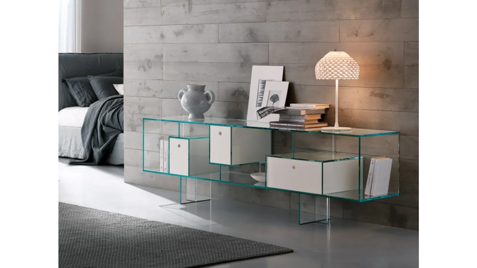 Liber M glass sideboard by Tonelli