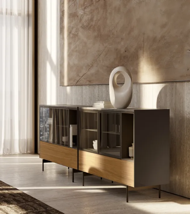 Madia LT40 in walnut and glass by Lema
