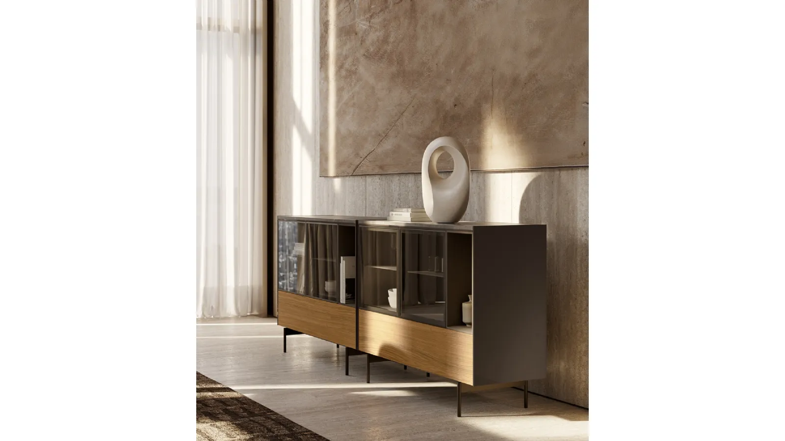 Madia LT40 in walnut and glass by Lema
