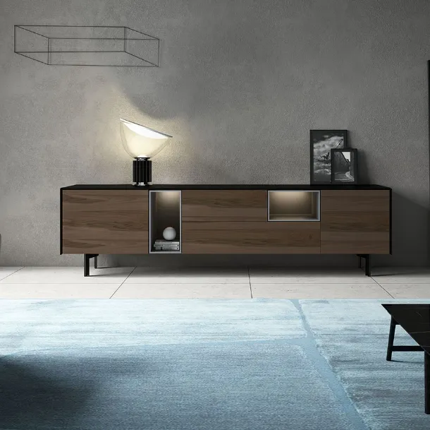 Low Madia Lug in wood with metal feet by Fimar